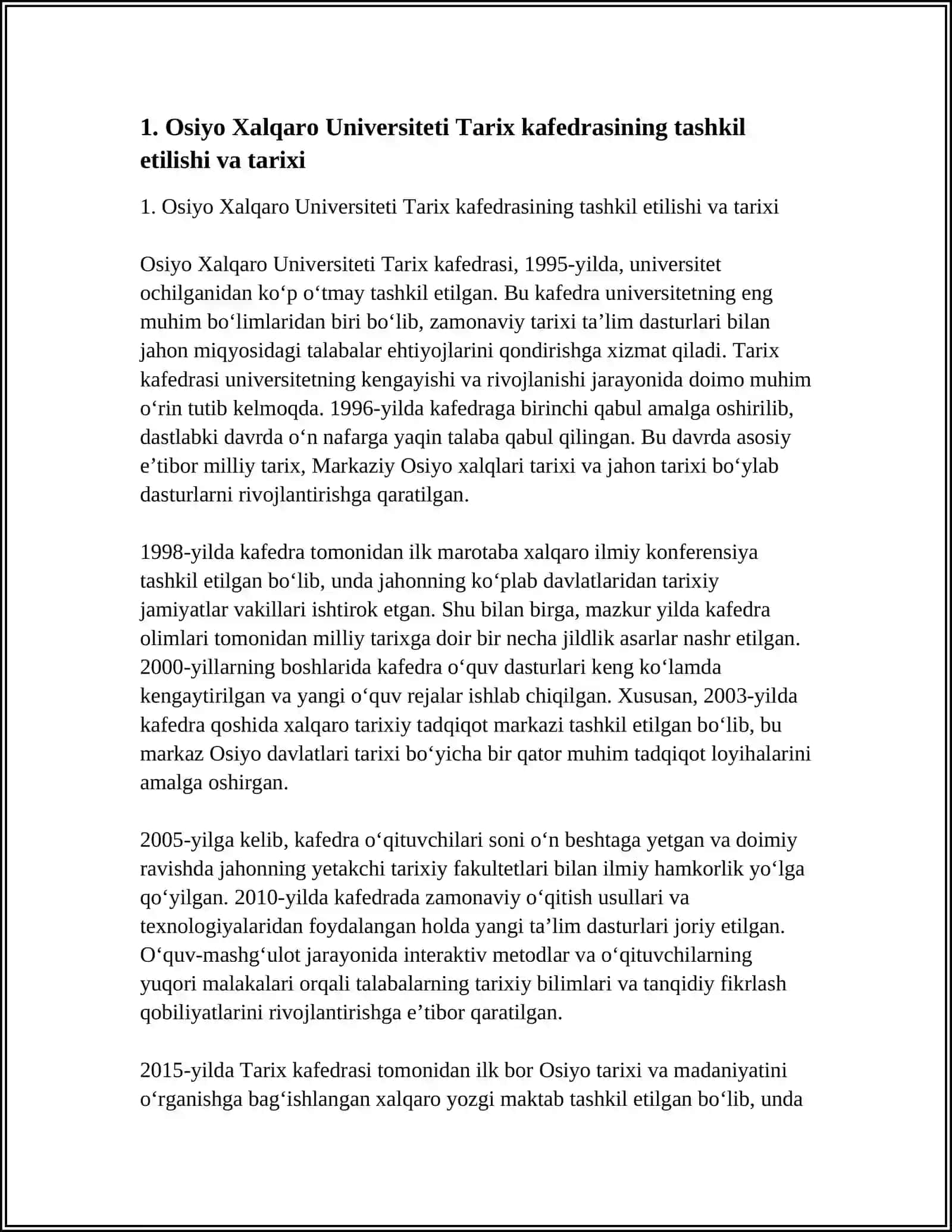 OSIYO XALQARO UNIVERSITETI TARIX KAFEDRASI 3