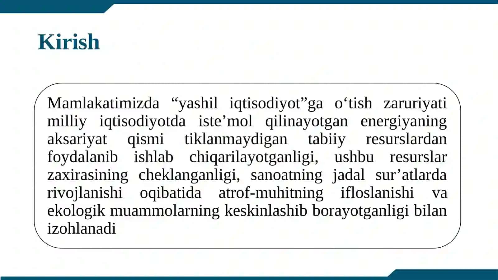 O‘zbekistonda “yashil iqtisodiyot”ni shakllantirish va rivojlantirish bosqichlari 3