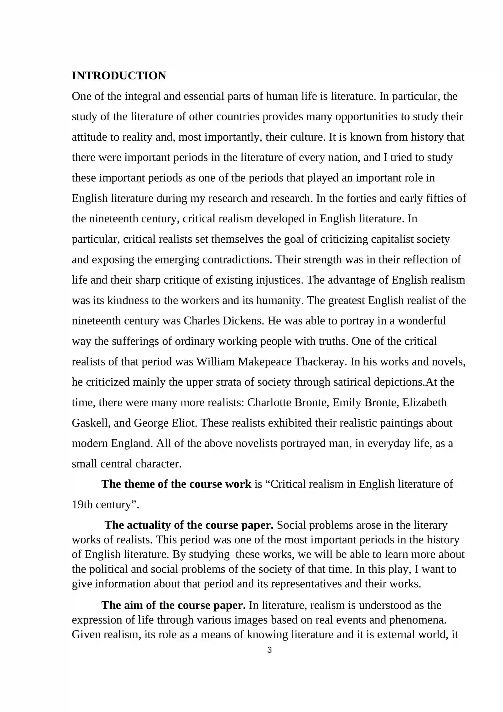 English Literature Course Work 3