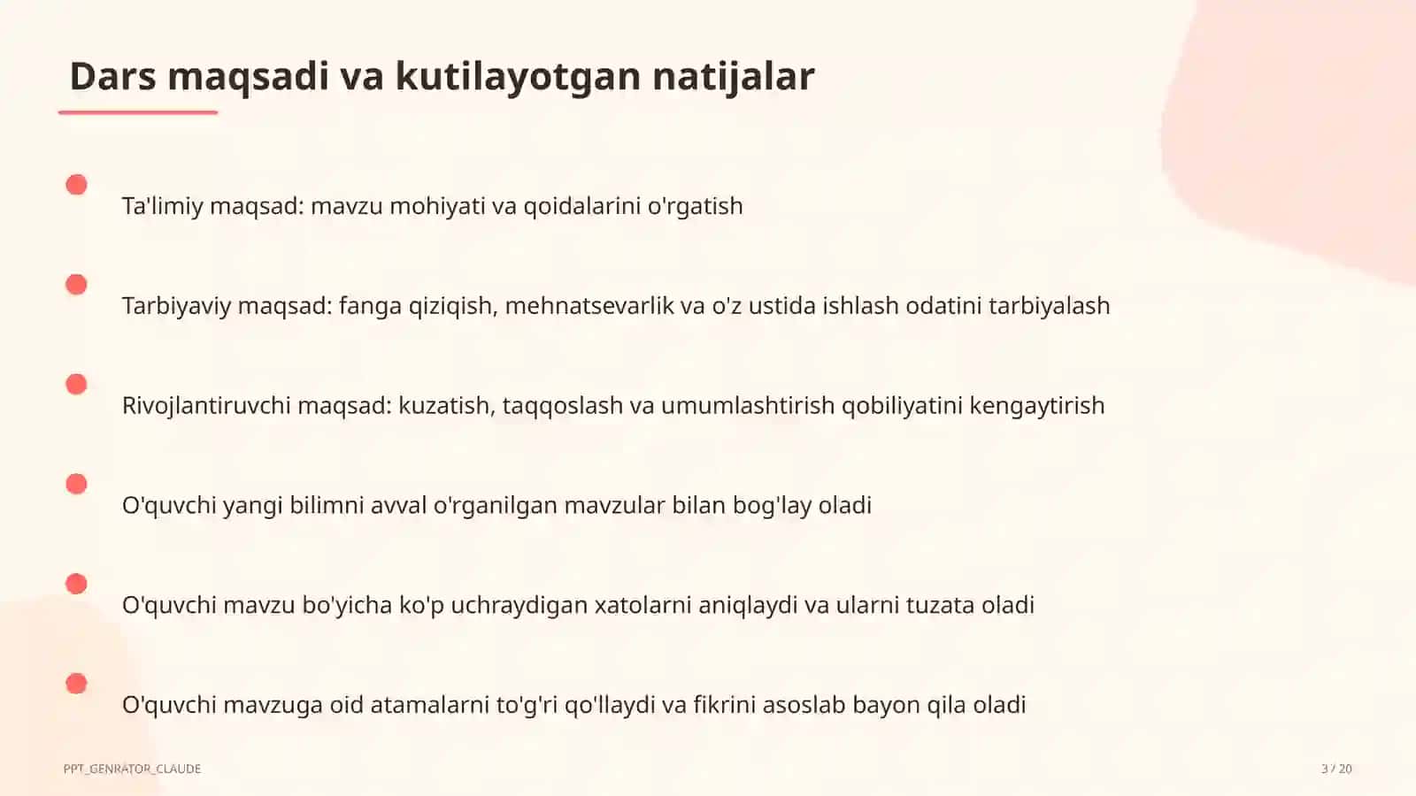 Dars rejasi 3