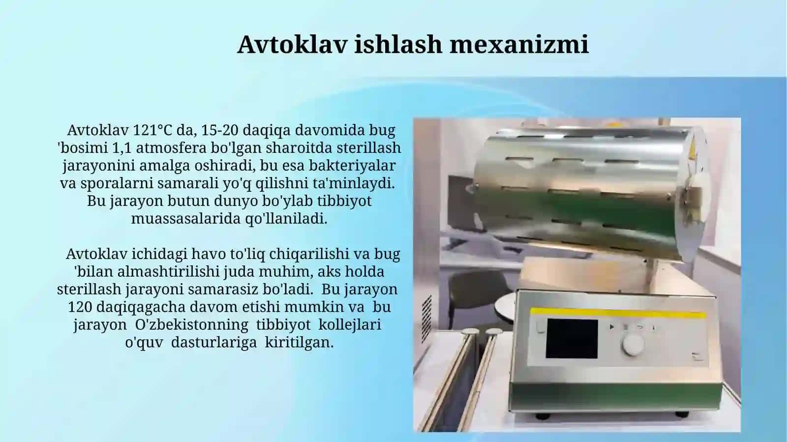 Avtoklav turlari, tuzilishi va uniishlatishmexanizimlari 3