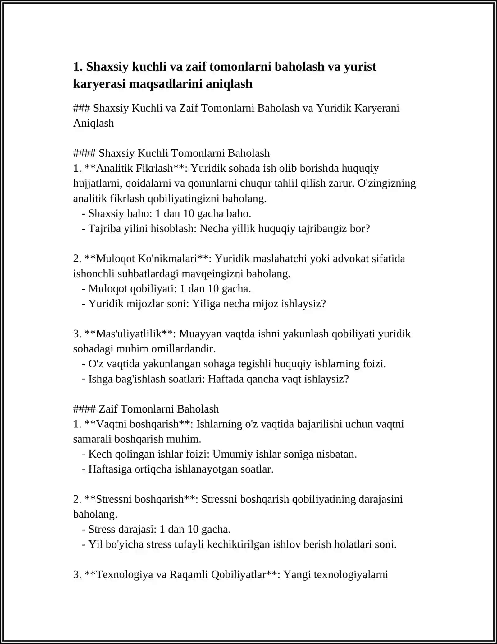 YURIST KARYERASI BILAN BOGʻLIQ MAQSADLARNI ANIQLASHTIRISH 3