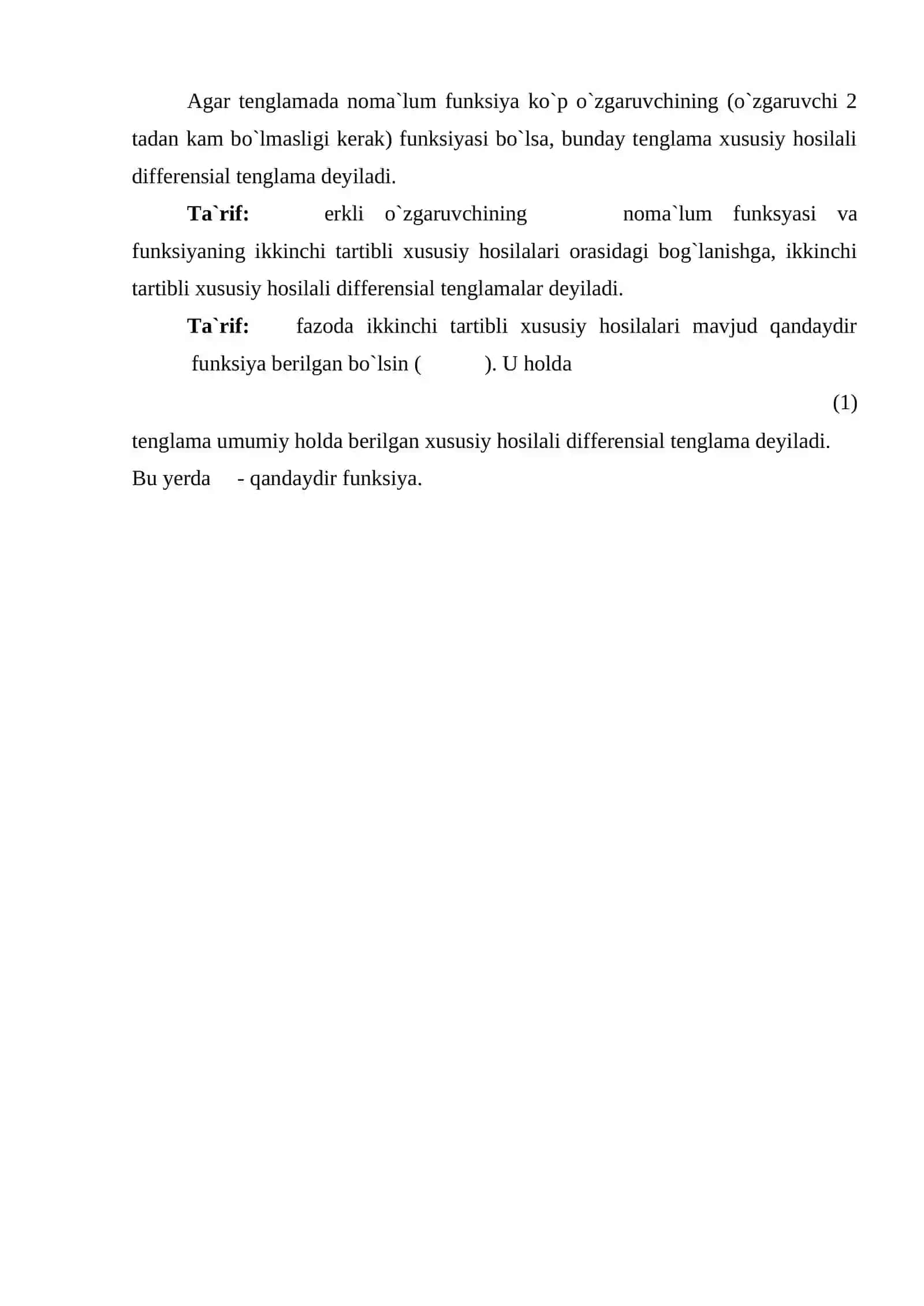 Ko`p o`zgaruvchili funksiyalar uchun differensial hisobning asosiy tasdiqlari 3