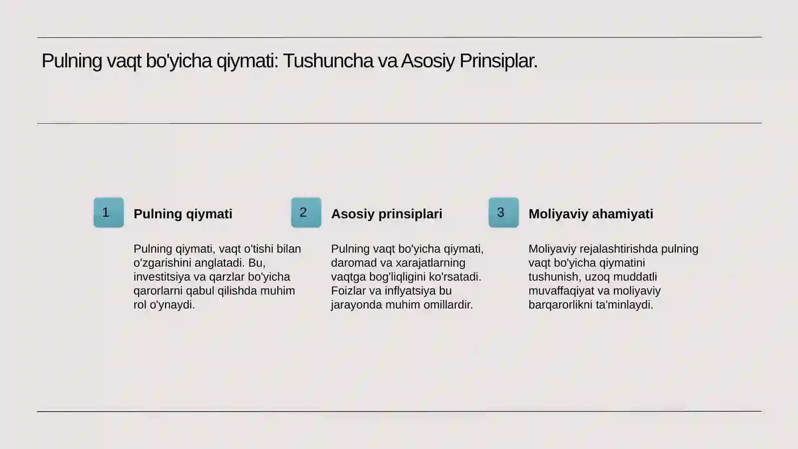 Pulning vaqt bo'yicha qiymati 3