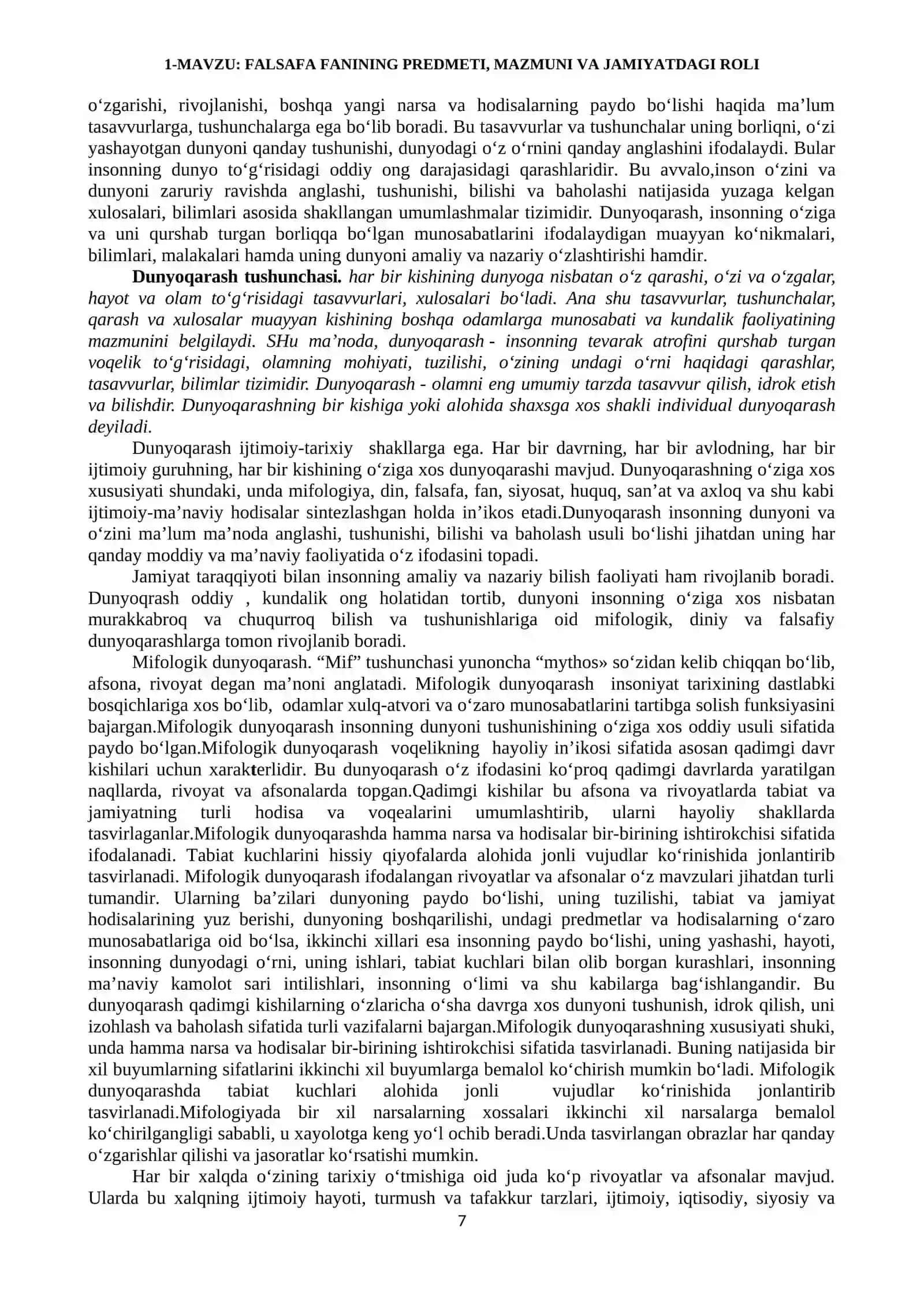FALSAFA FANINING PREDMETI, MAZMUNI VA JAMIYATDAGI ROLI 3