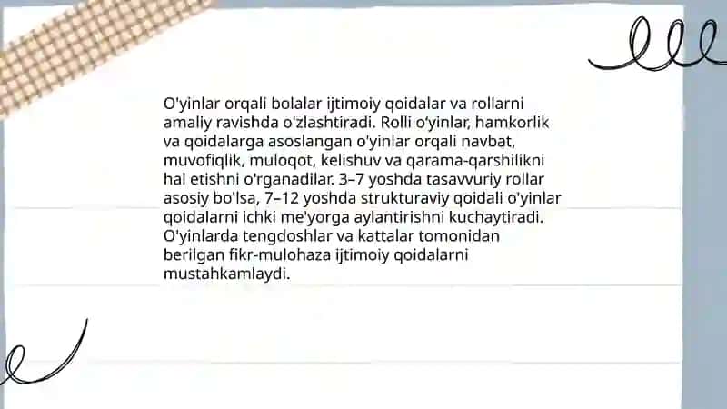 Bolalik – insonning ijtimoiy hayot meʼyorlarini egallay boshlash davri 3