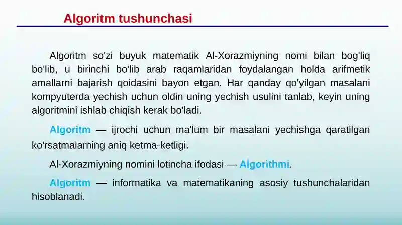 Algoritmlashtirish va dasturlash asoslari 3