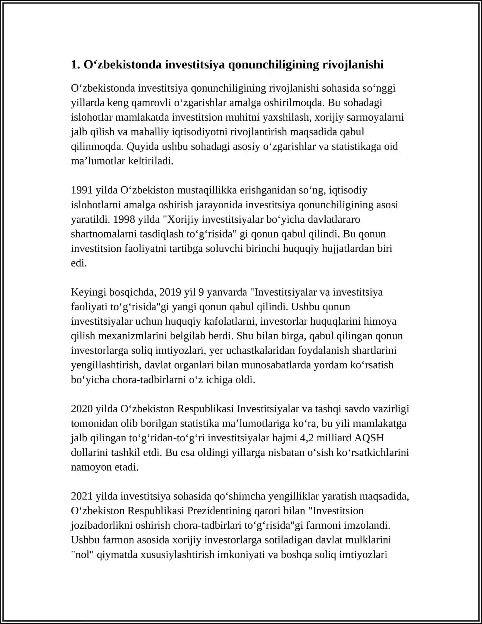 Oʻzbekistonda investitsiya faoliyatlarini samarali tashkil etish istiqbollari 3