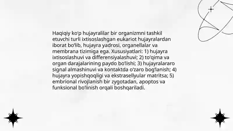 Haqiqiy koʻp hujayralilarning kelib chiqishi 3
