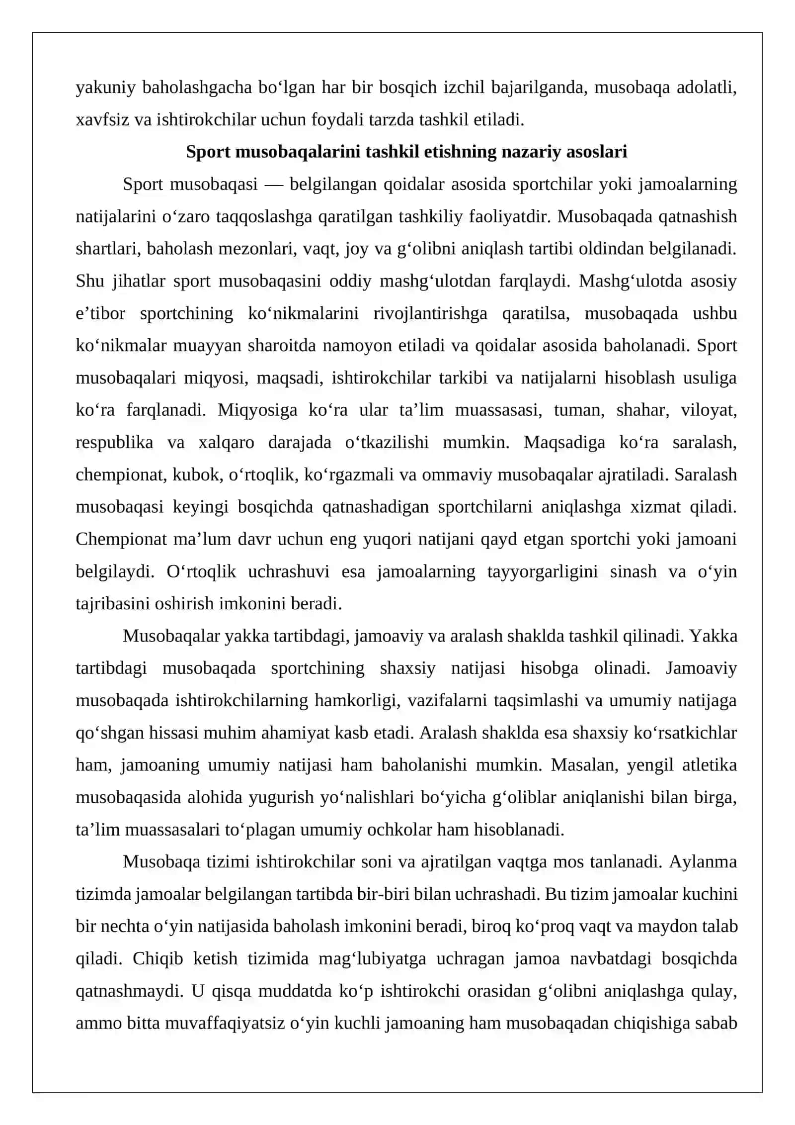 Sport musobaqalarini rejalashtirish va tashkil etish bosqichlari 3