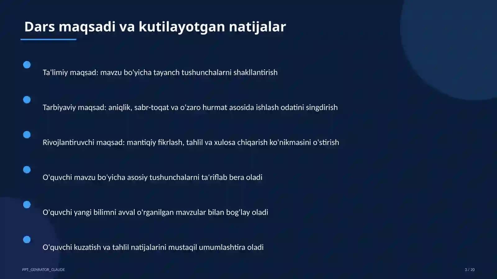 Dars rejasi 3