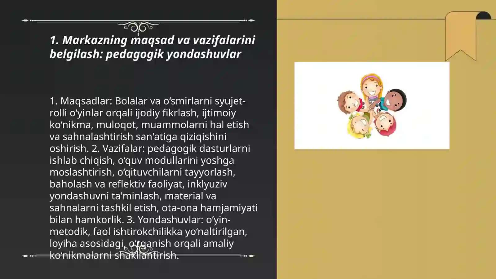 Syujet-rolli o'yinlar va sahnalashtirish markazida ta'limiy faoliyatni tashkil etish metodikasi 3