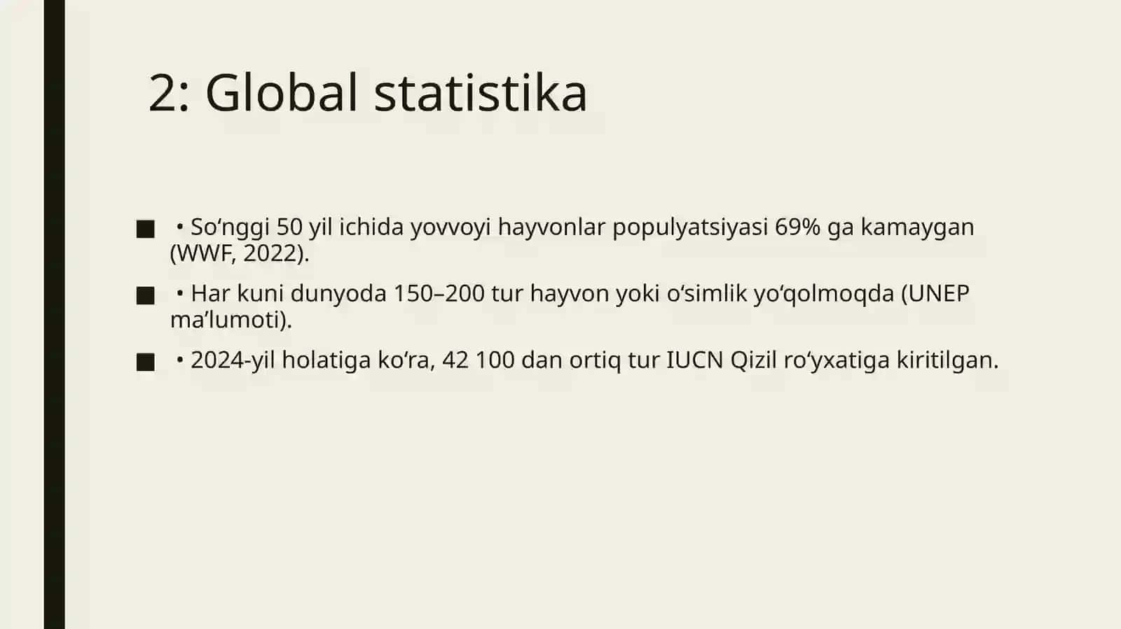 Yovvoyi hayvonlar va o‘simliklarning yo‘qolibborishi 3