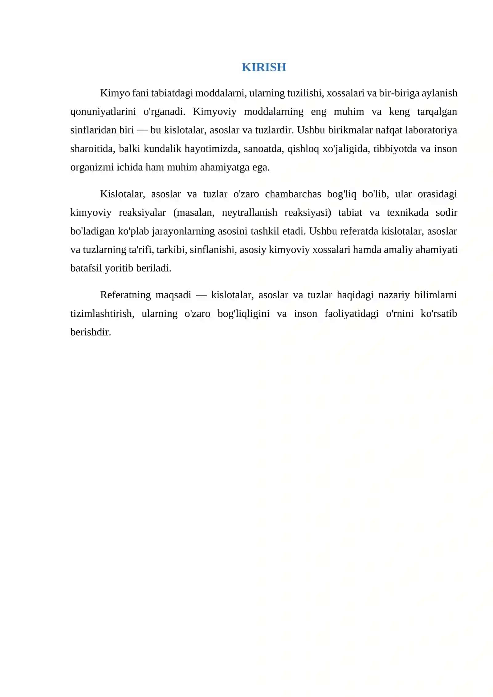 Kimyodan tayyor referat: Kislotalar,asoslar va tuzlar 3