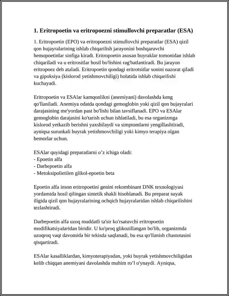 Eritropoetin va Eritropoezni stimullovchi preparatlar 3