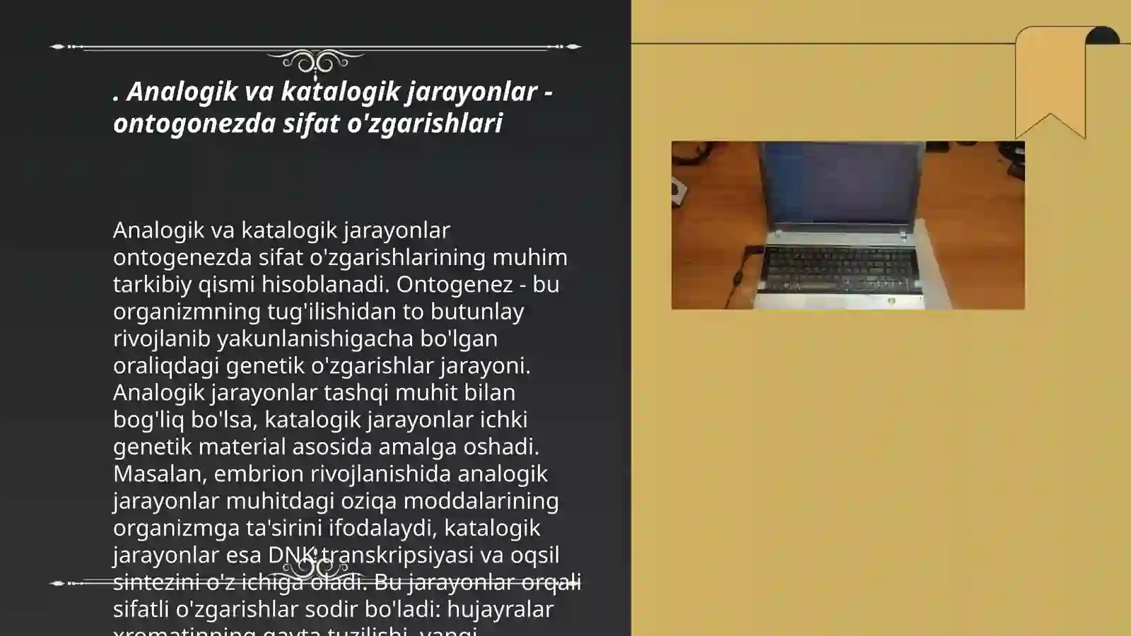 Analogik va katalogik jarayonlarni ontogonezda o'zgarib borishi 3