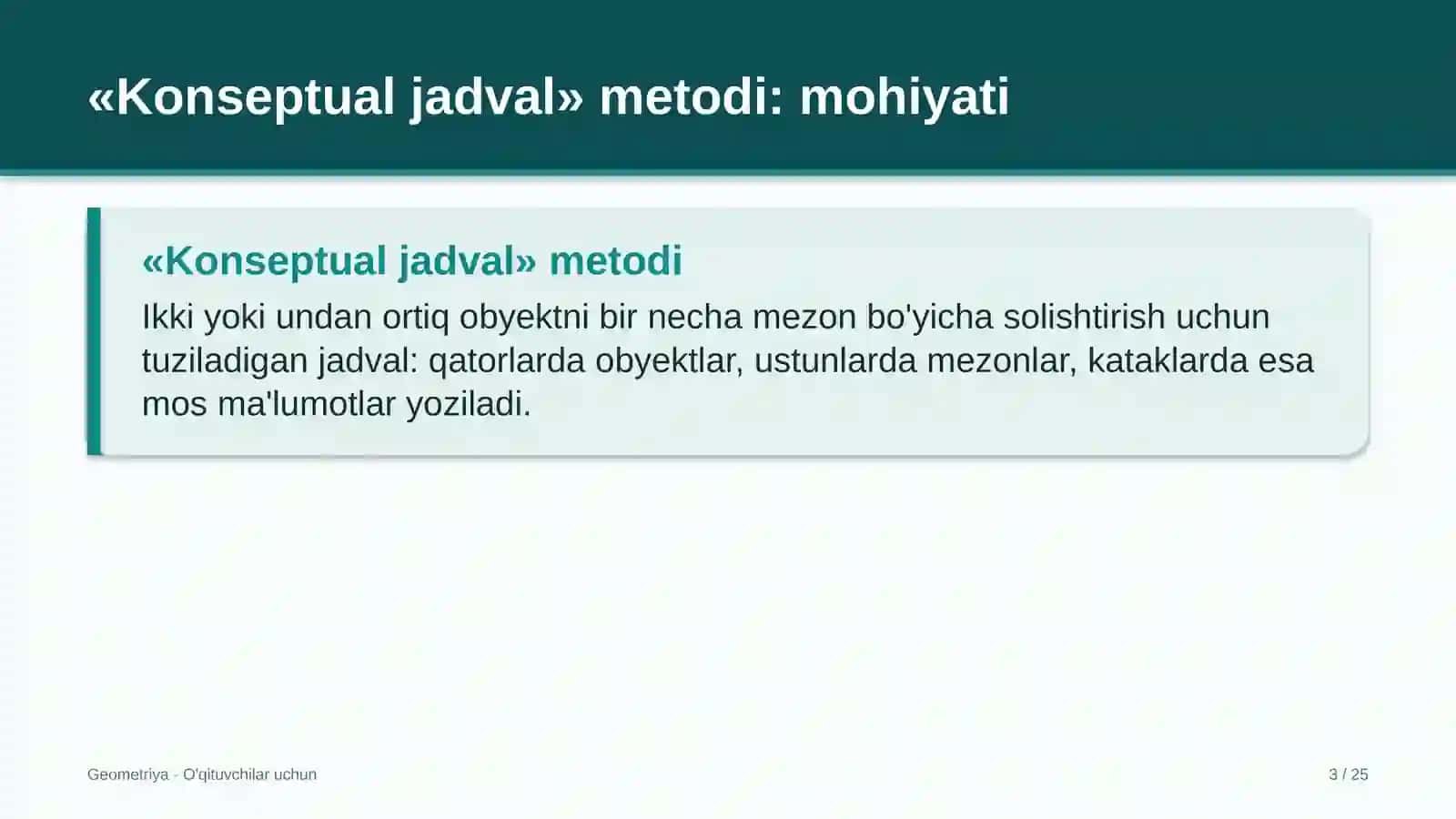 geometriya darslarida konseptual jadval metodidan foydalanish 3327 3