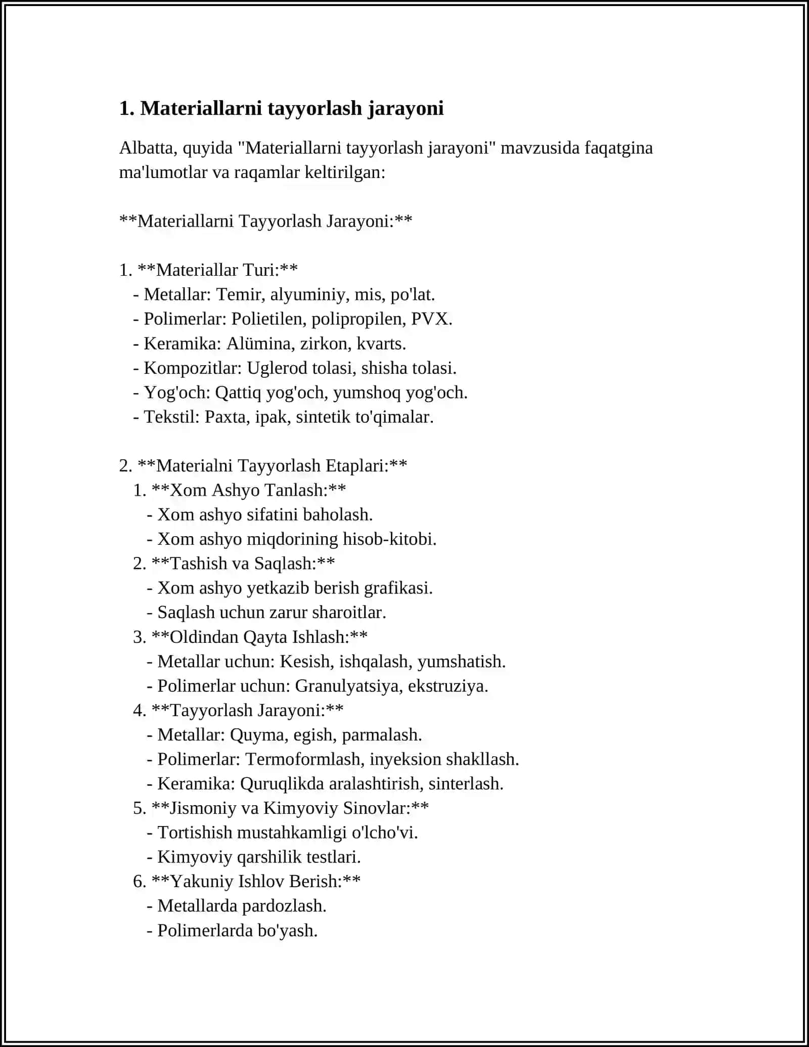 Materiallarni tayyorlash jarayoni 3