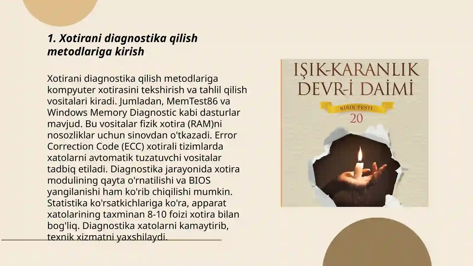 Xotirani diagnostika qilish metodlari 3