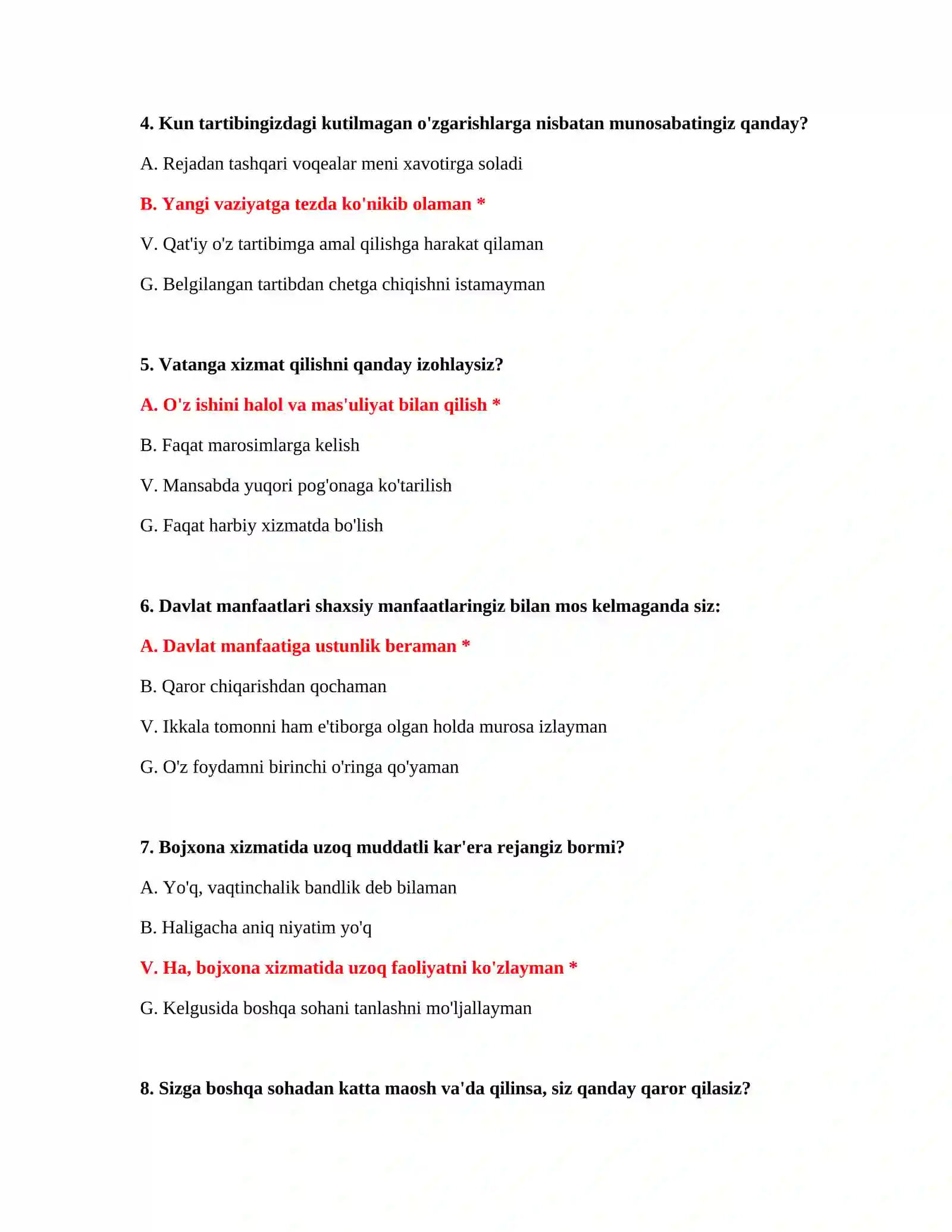 Bojxona rejimlari testlari 3