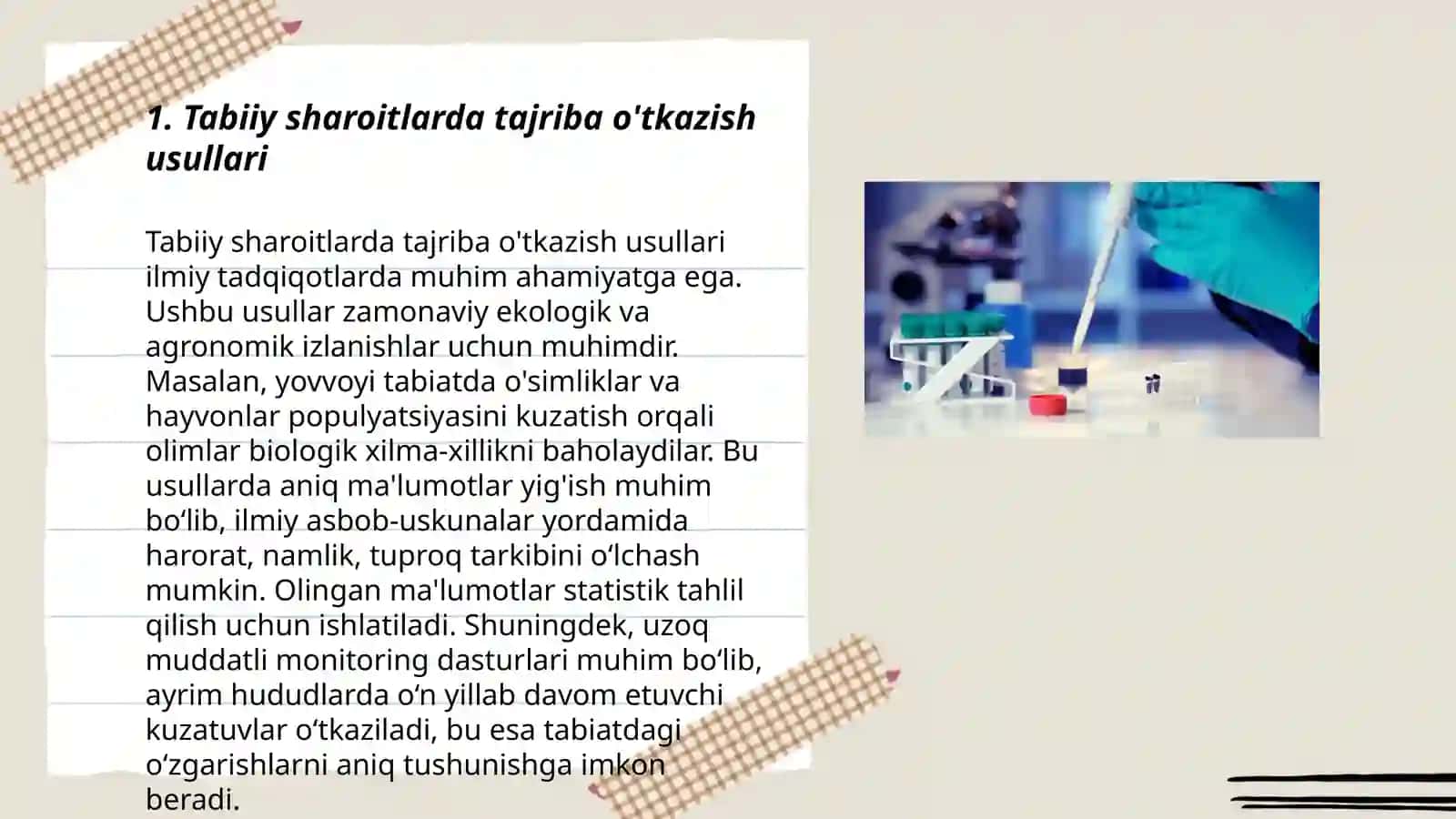 Tabiiy va laboratoriya sharoitlarida tajriba sinov ishlari 3