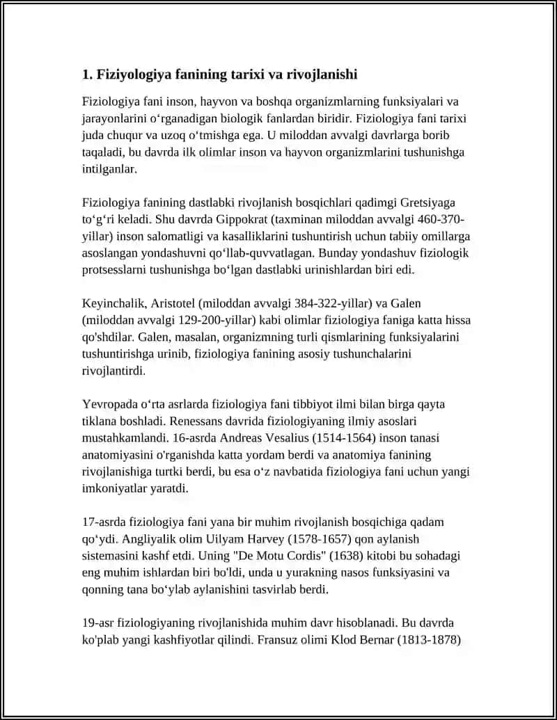 FIZIOLOGIYA FANI, RIVOJLANISHI, TIBBIYOTDA AHAMIYATI 3