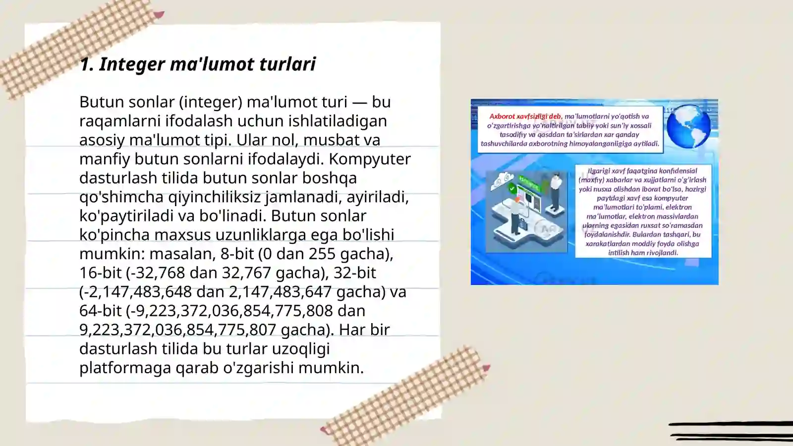 Integer ma'lumot turlari 3