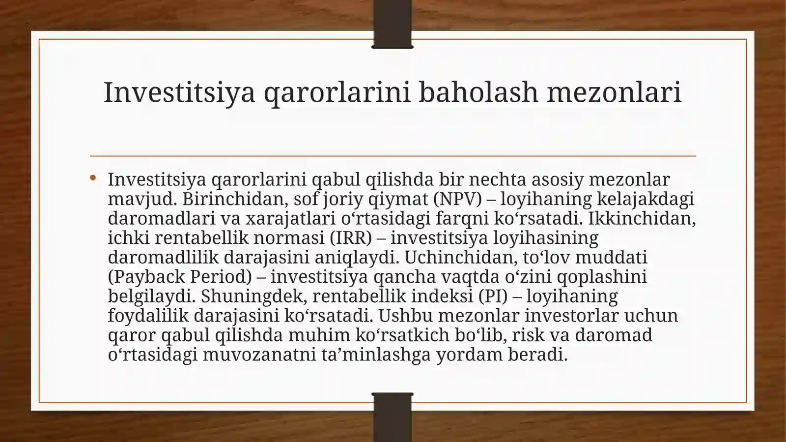 Investitsiya qarorlarininga sosiy mezonlari 3
