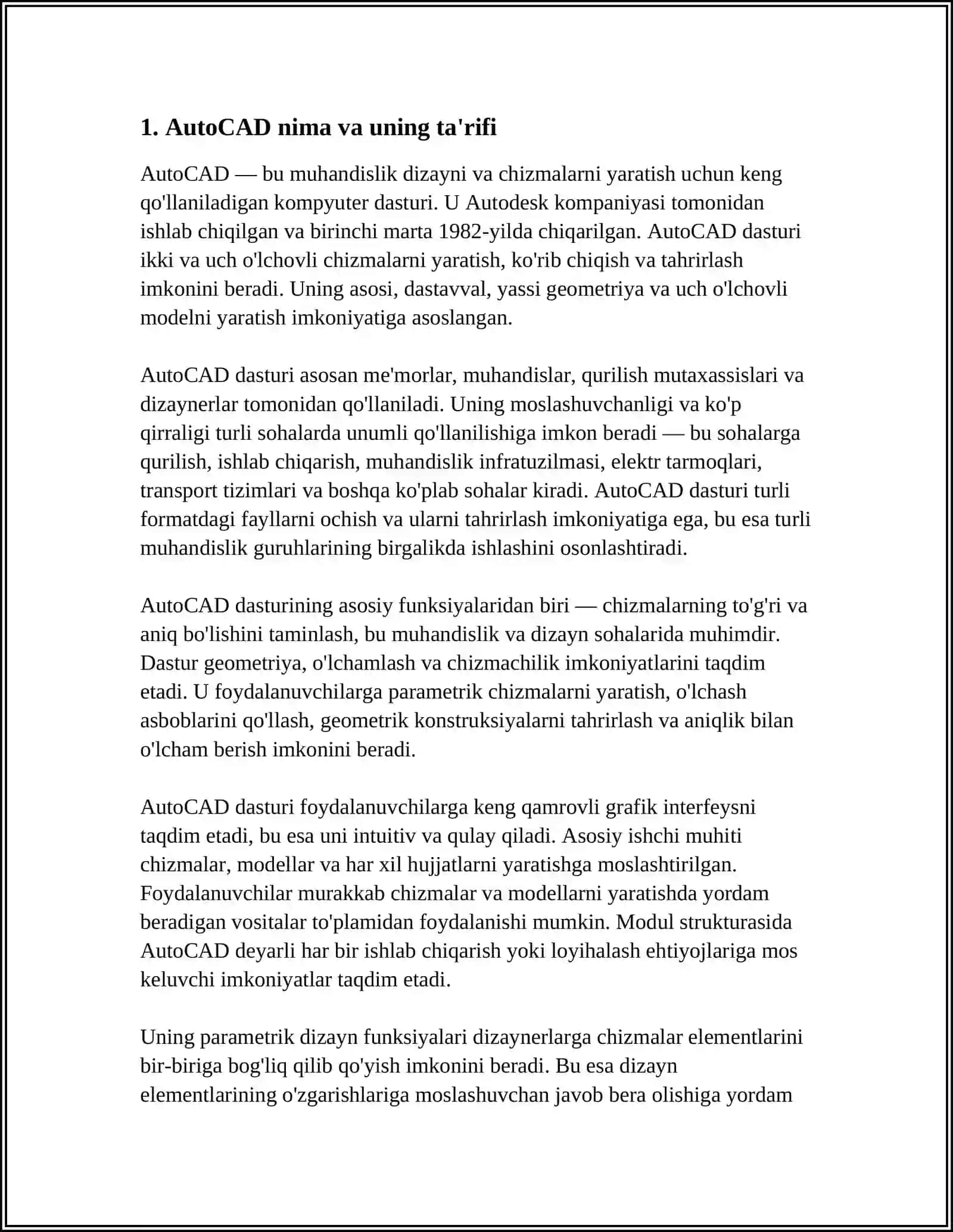 AUTOCAD DASTURI HAQIDA UMUMIY MA'LUMOT 3