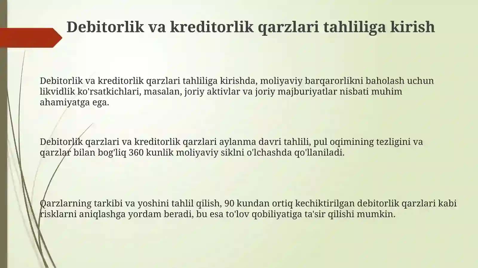 Debitorlik va kreditorlik qarzlari tahlili 3