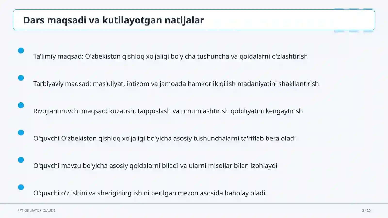 O'zbekiston qishloq xo'jaligi (9-sinf) 3