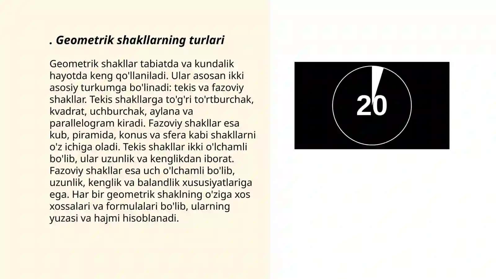 Geometrik shakllar va o'lchamlar 3
