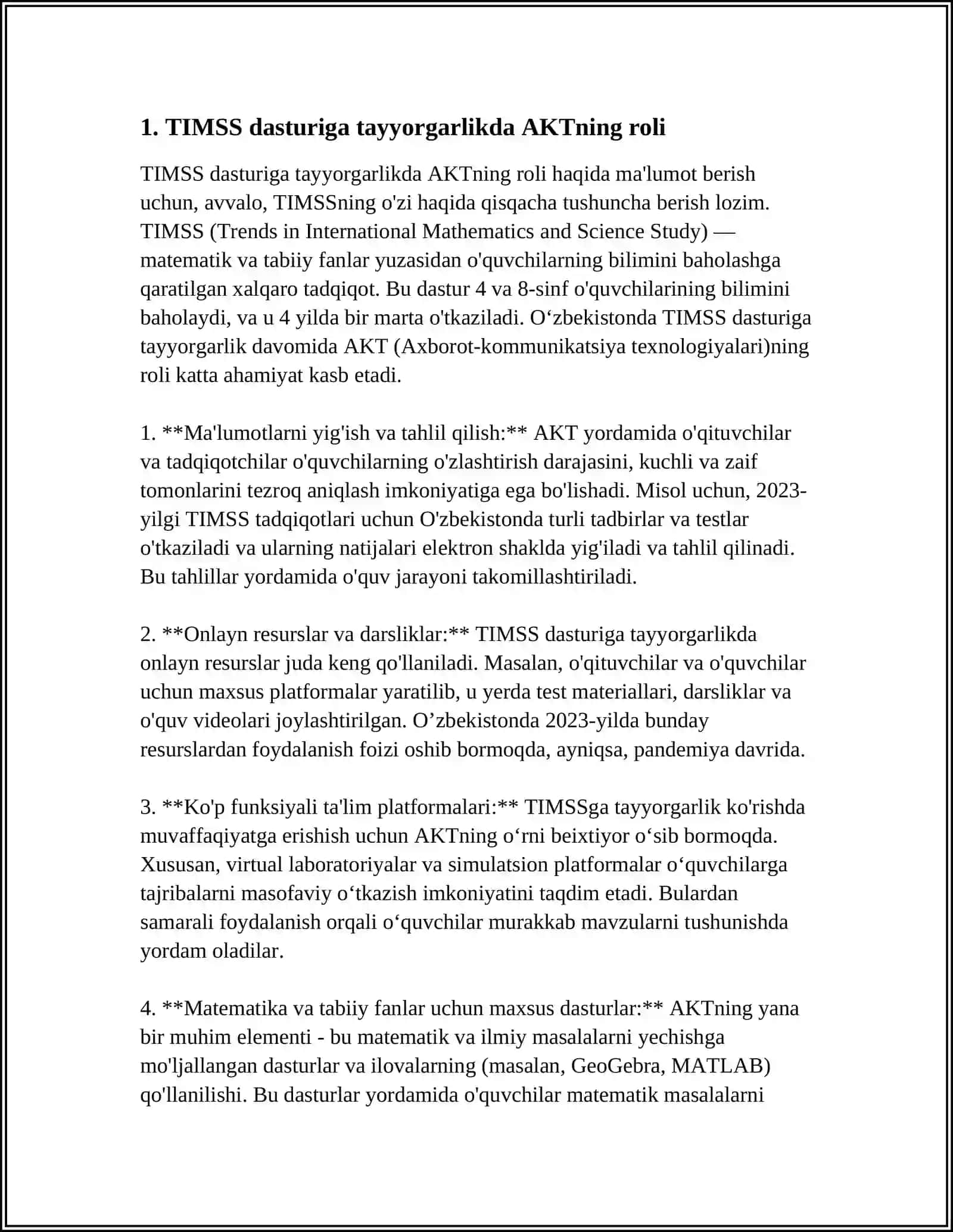 TIMSS XALQARO BAHOLASH DASTURIGA TAYYORGARLIK JARAYONIDA ZAMONAVIY AXBOROT-KOMMUNIKATSIYA TEXNOLOGIYALARINI QO'LLASH 3