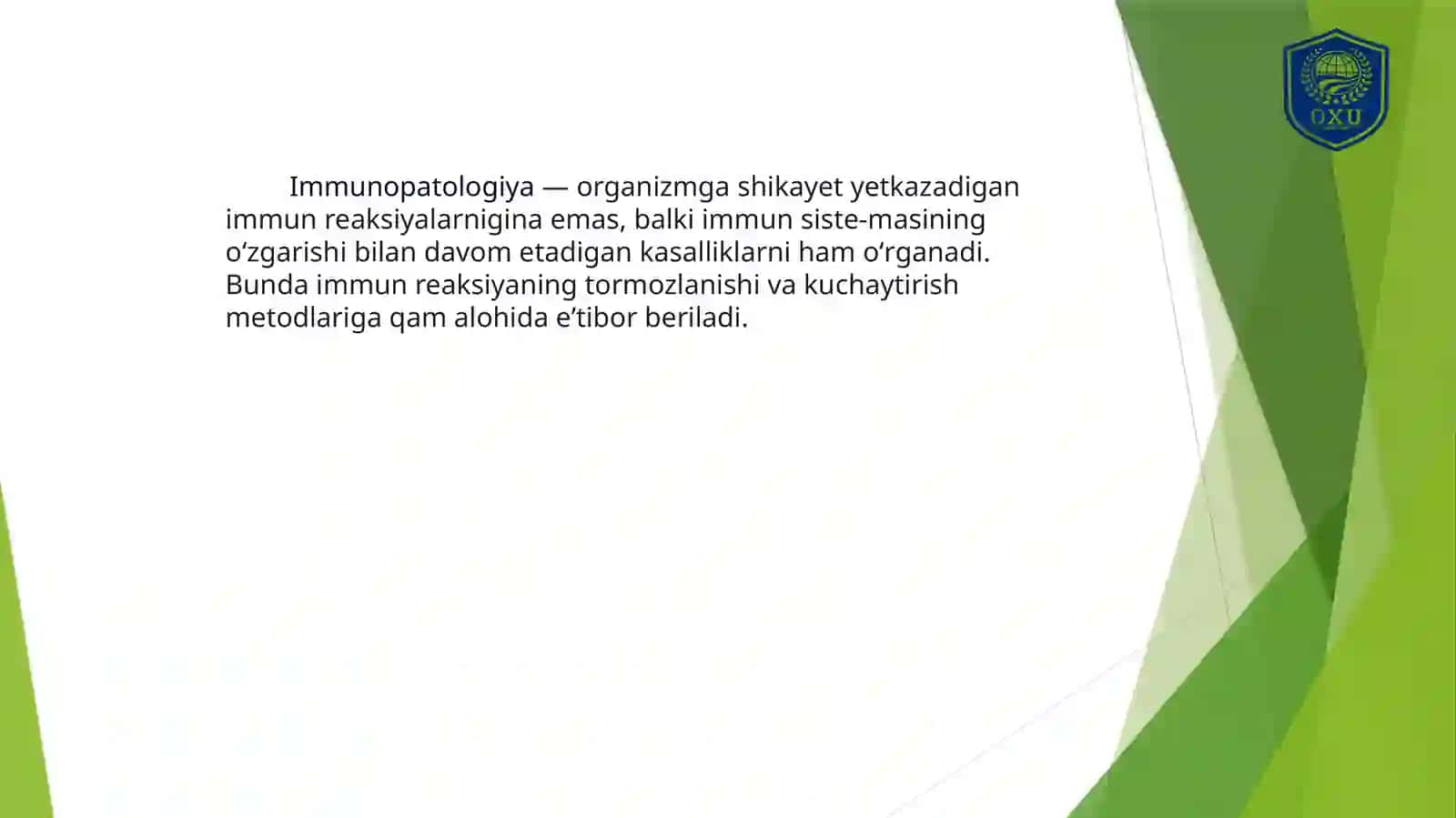 Mavzu:Immunopatologiya,hozirgi zamon klassifikatsiyasi.Tug’ma va orttirilgan immun tanqisliklar. 3