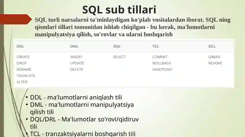 SQL daburnishlari 3