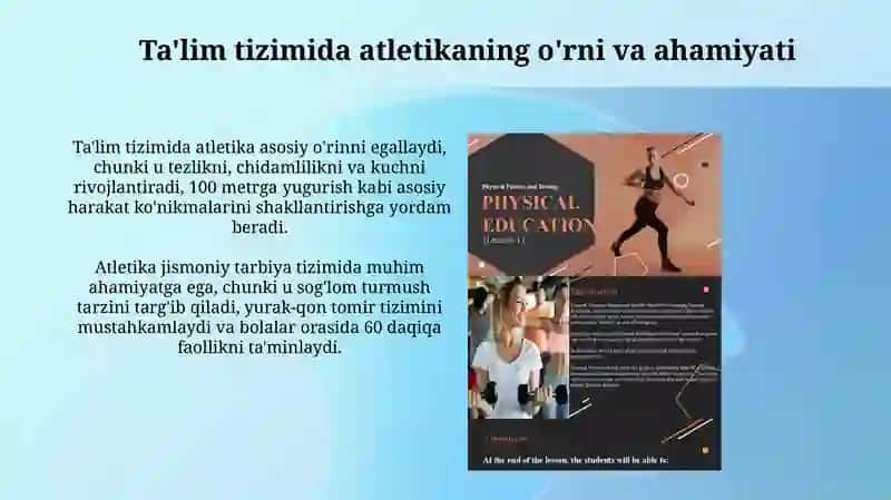 Yengil atletikaning jismoniy tarbiya tizimidagi o'rni va ahamiyati 3