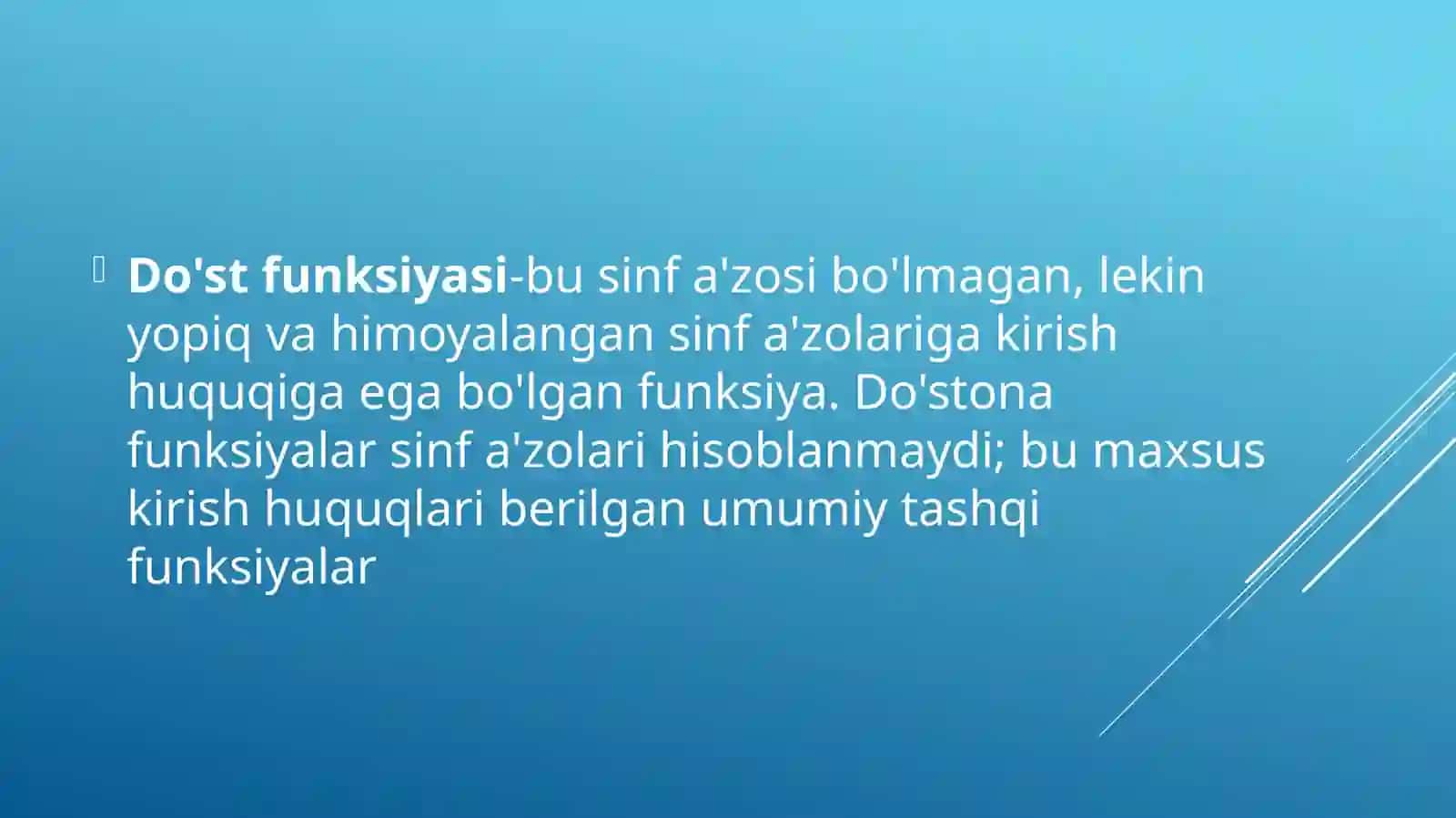 Do'stona funksiyalar va sinflar Friendly functions and classes 3