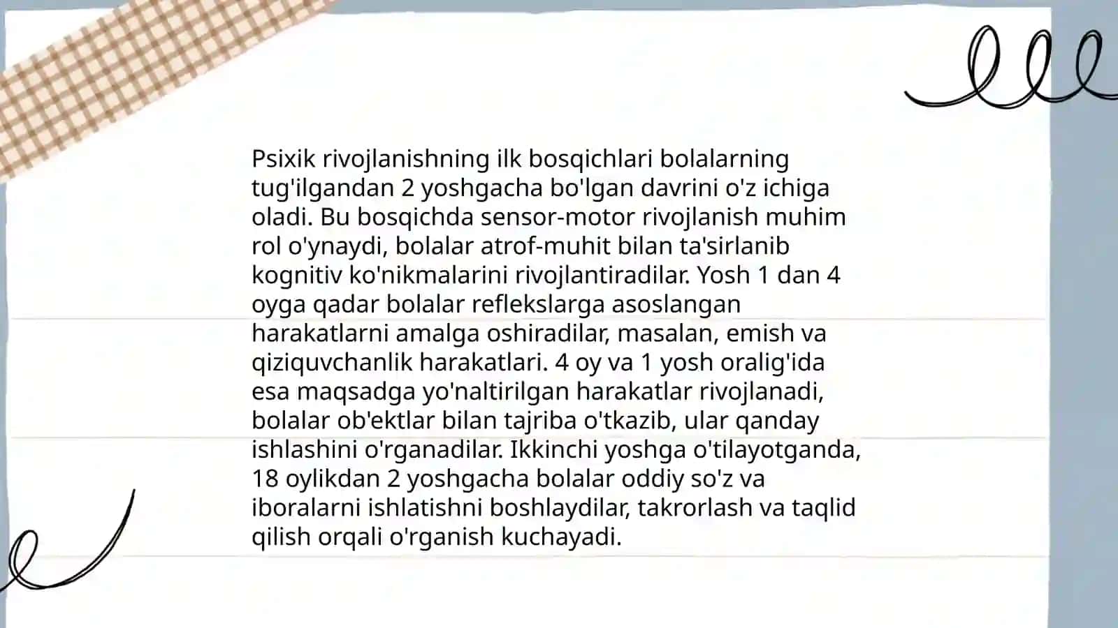 Ontogonezning ilk bosqichlarida insonning psixik rivojlanishiga xos xususiyatlari 3