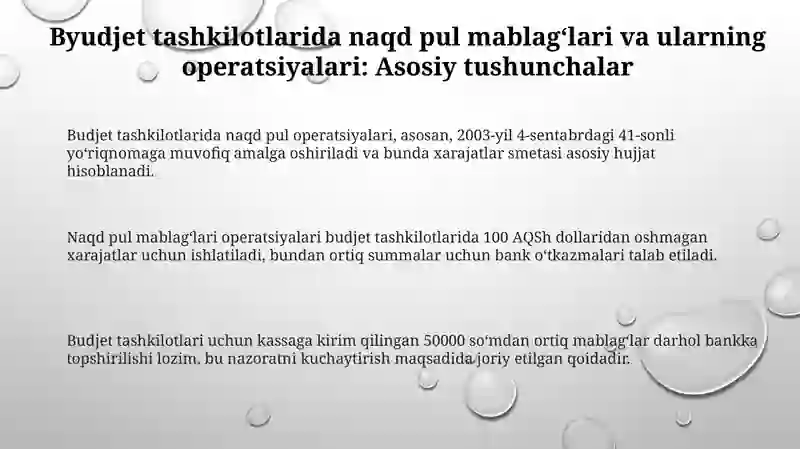 Byudjet tashkilotlarida kassa va kassa operatsiyalari 3