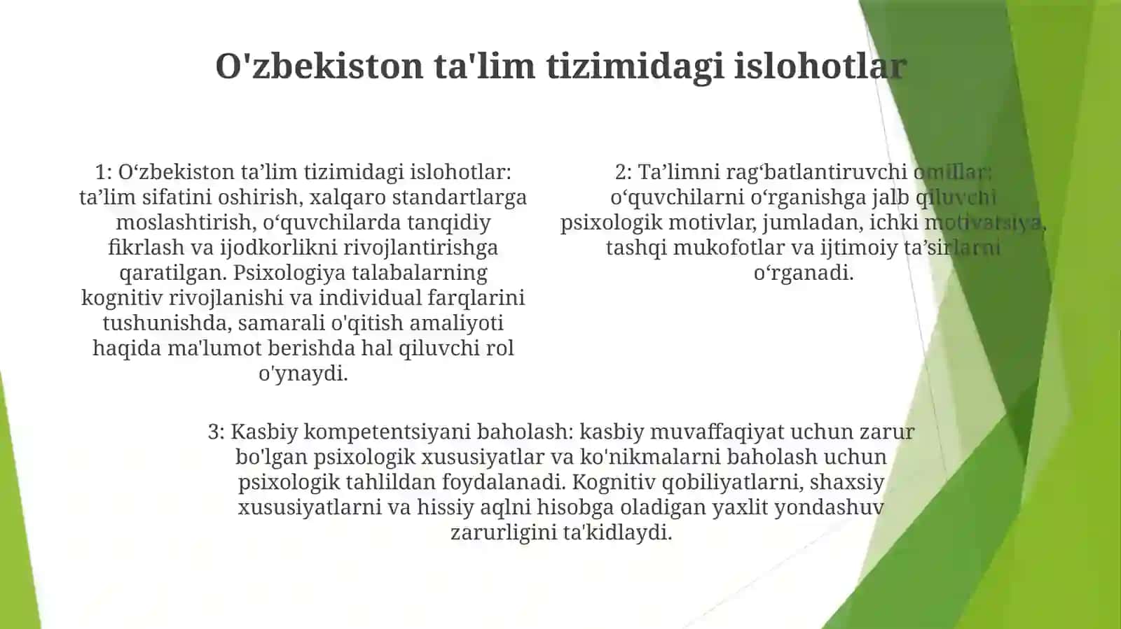 Ta’Lim Psixologiyasi va O’Rinbiroq Ta’lim Tizimi 3