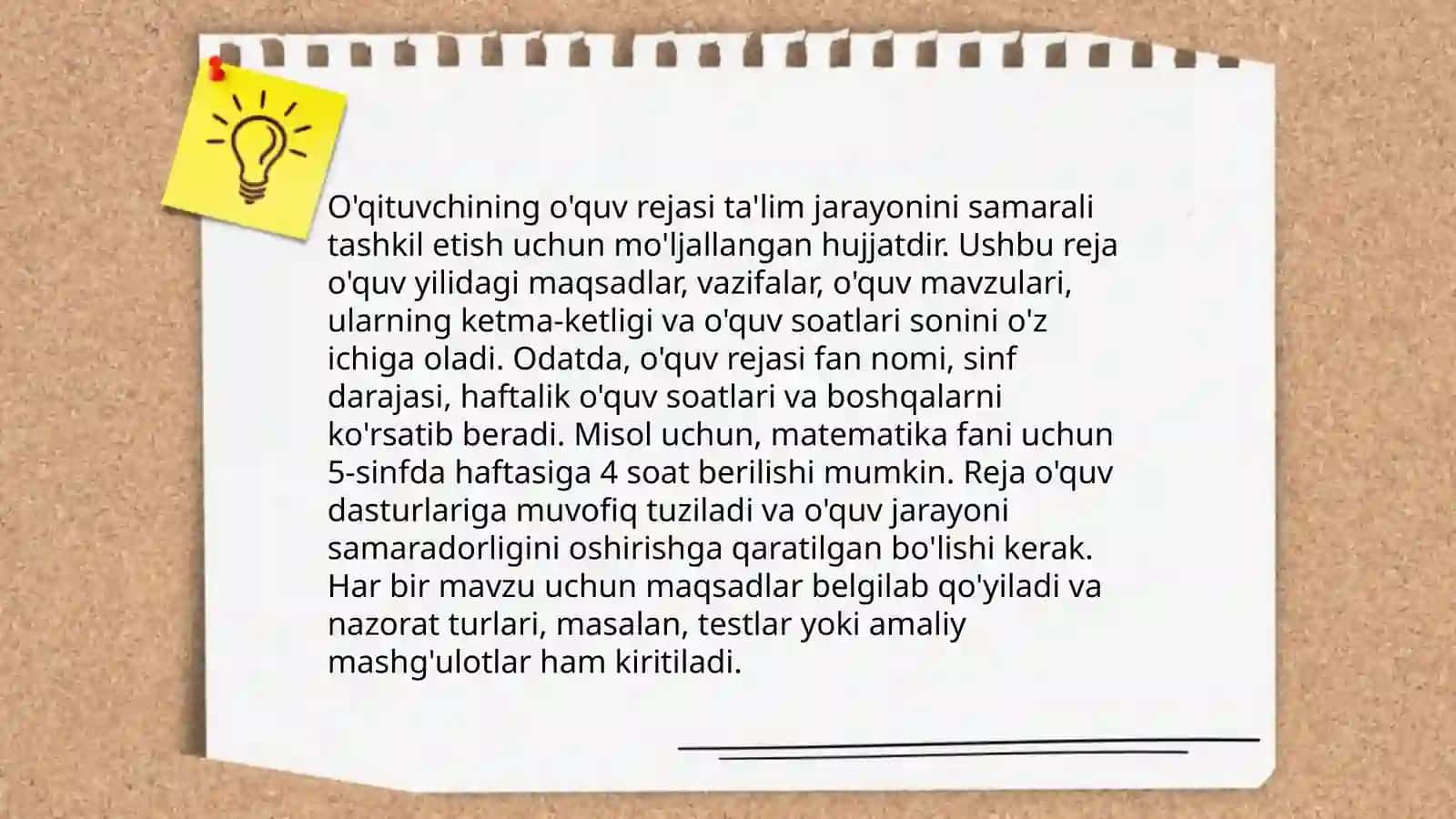 O'qituvchining o'quv rejasi 3