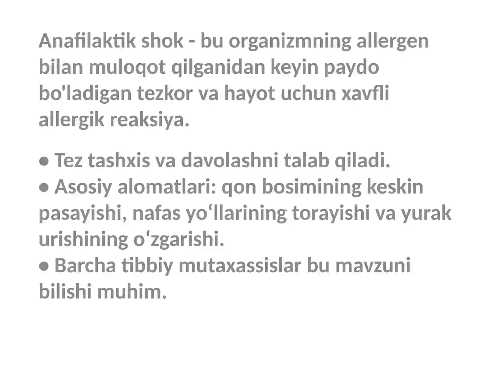 Anafilaktik shok va Davolash 3