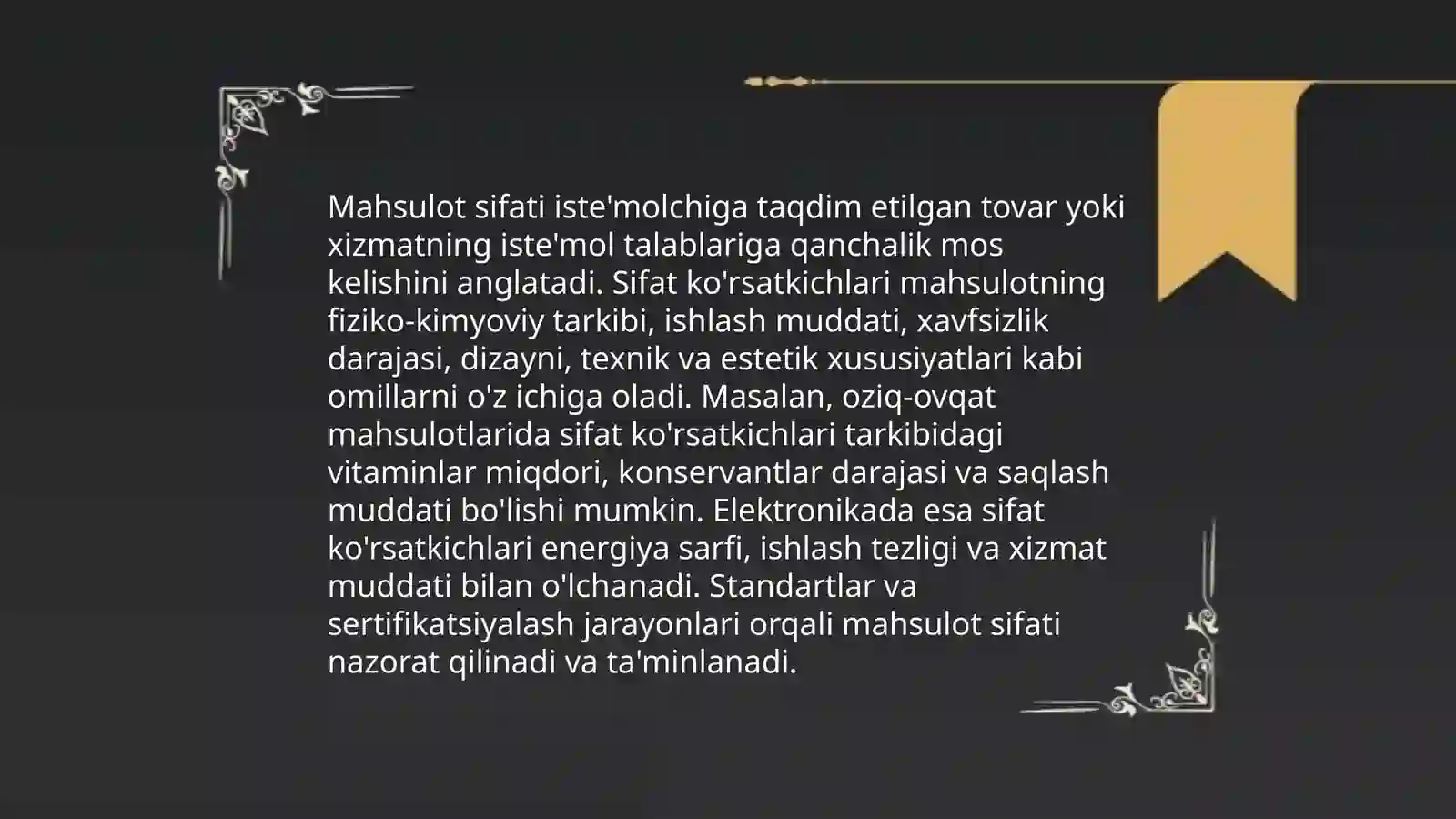 Mahsulot sifati va uning ko'rsatkichlari 3
