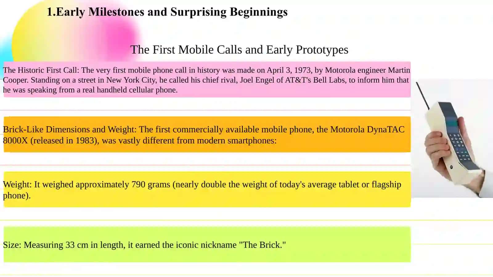 "The Mobile Revolution: Fascinating Facts and Milestones in Mobile Technology"      "Mobile Revolution:          The Historic First Call 3