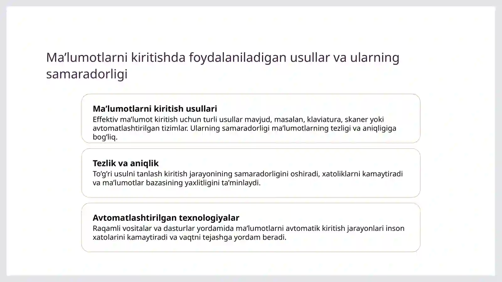 Ma’lumotlarni kiritish va formatlash 3