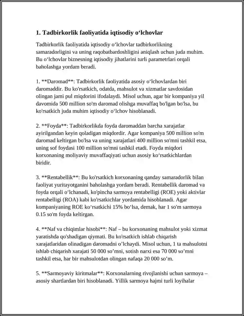 BIZNES BOSHQARUVIDA TADBIRKORLIK FAOLIYATING ÕLCHOV BIRLIKLARI 3