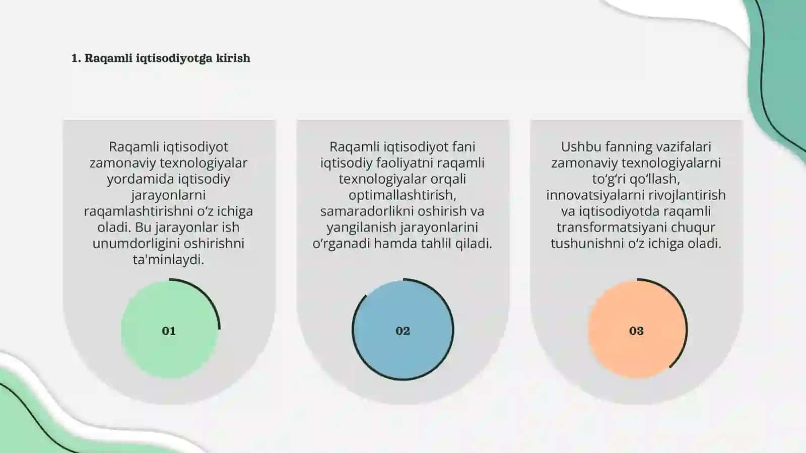 Raqamli iqtisodiyot fanning predmeti va vazifalari 3