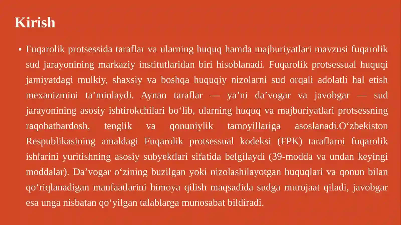 Fuqarolik protsessida taraflar va ularning huquq va majburiyatlari 3