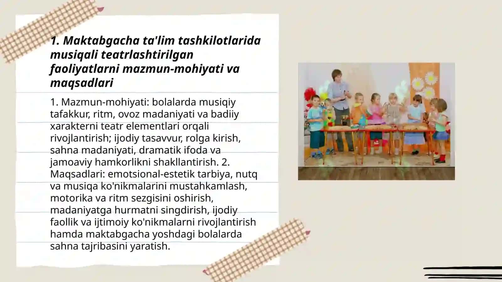 Maktabgacha ta’lim tashkilotlarida musiqali teatrlashtirilgan faoliyatlarni tashkil etish 3
