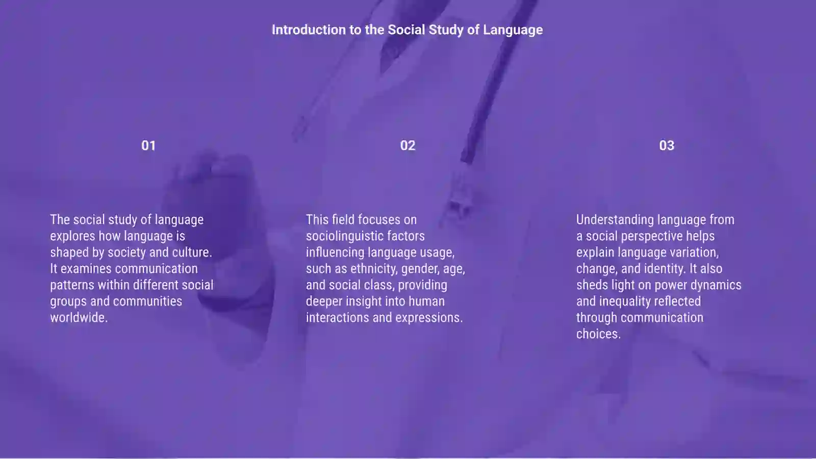 The Social Study of Language 3